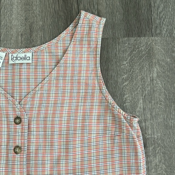 Pink Plaid Button Front Tank Top - Picture 5 of 7